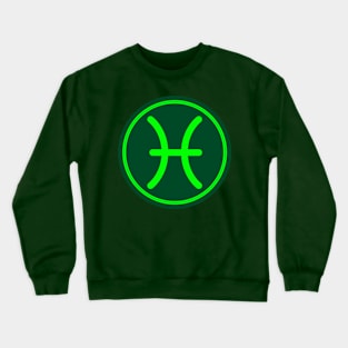 Cool Green Pisces Symbol Crewneck Sweatshirt